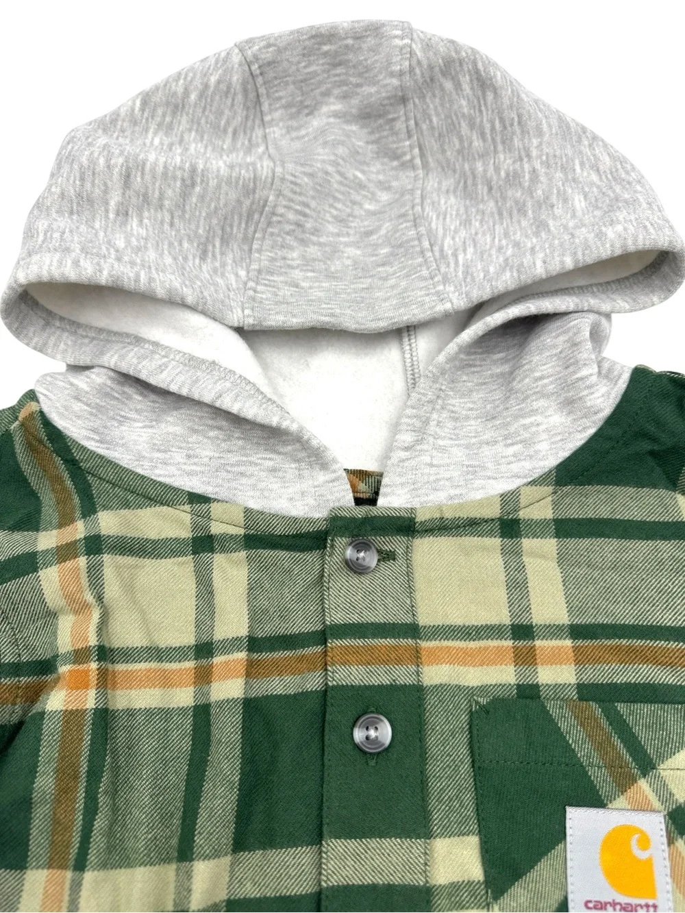 Carhartt Long Sleeve Flannel Button Front Hooded Shirt Jacket Size 6